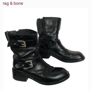 Rag and bone black leather buckle Motto boot
